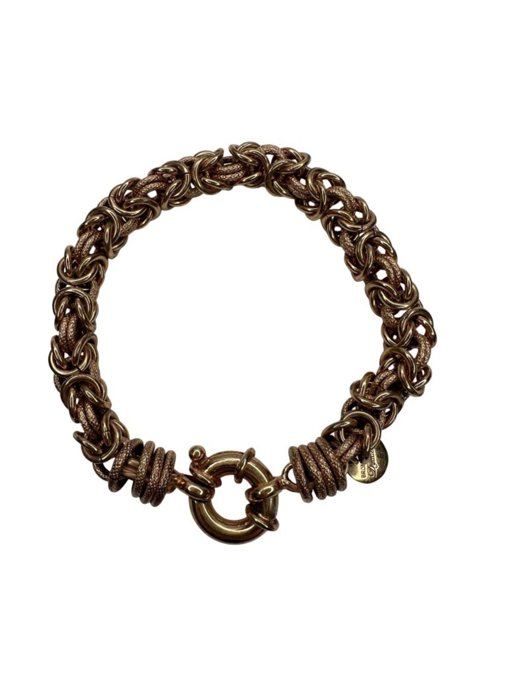Dyadema Bronze Italy Bracelet Byzantine Link Chunky Rose Gold Tone Size 7